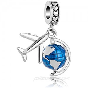 Aircraft Travel Globe Dangle Bead for Charms Bracelet