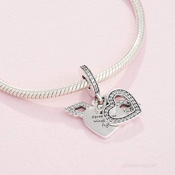 Annmors I Love You to Moon and Back Charm Moon Star Dangle Pendant Charm 925 Sterling Silver fits Pandora Charms Bracelets for Woman Girl Beads Gifts for Women Bracelet&Necklace