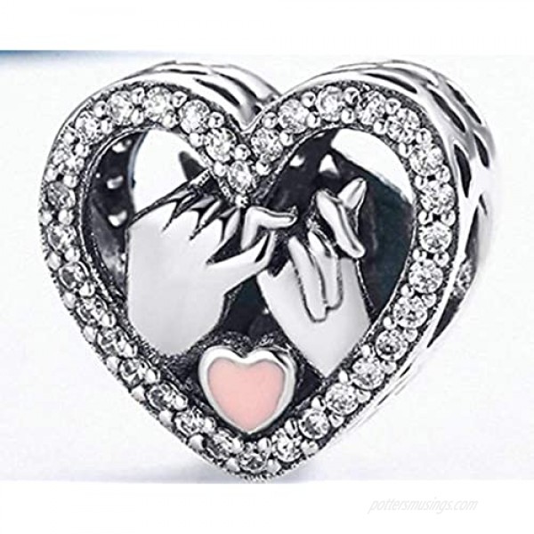 Annmors Love Heart Charm 925 Sterling Silver fits Pandora Charms Bracelets for Woman Girl Beads Gifts for Women Bracelet&Necklace