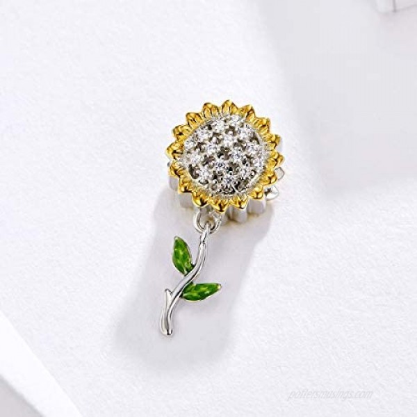 Annmors Sunflower Charm You are My Sunshine Lucky Charms fits Pandora Charms Bracelets for Woman-925 Sterling Silver Dangle Pendant Bead Girl Jewelry Beads Gifts for Women Bracelet&Necklace&Bangle