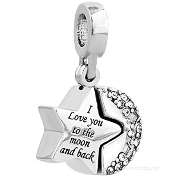 CharmSStory Heart I Love You To The Moon and Back Charm Beads For Bracelets