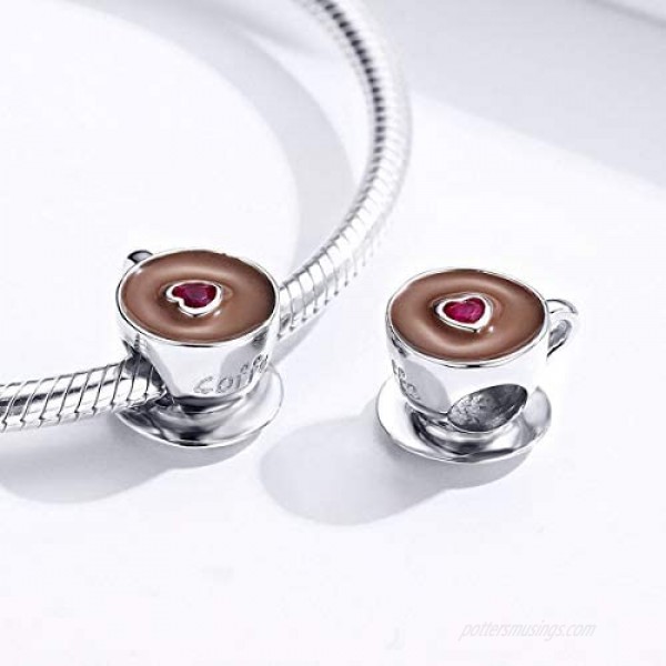 Coffee Charms for Pandora Bracelets 925 Sterling Silver Beads Jewelry Gift for Women