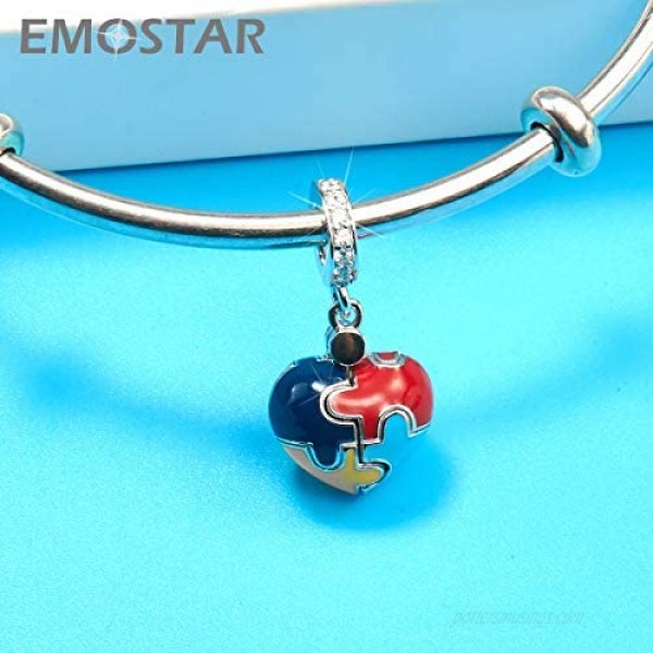 EMOSTAR Valentines Day Charms Celtic Knot Lipstick Red Lips I Love You Autism Awareness Magnolia Boy Girl in Love Clover Heart Beads in Sterling Silver Gifts for Family Christmas/Pandora Bracelet