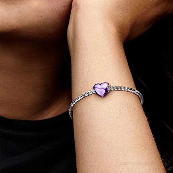 EZ Tuxedo Love Heart Bead Charms for Pandora Bracelets fit European Snake Chain S925 Sterling Silver Jewelry Gifts for Women Girls Birthday Graduation