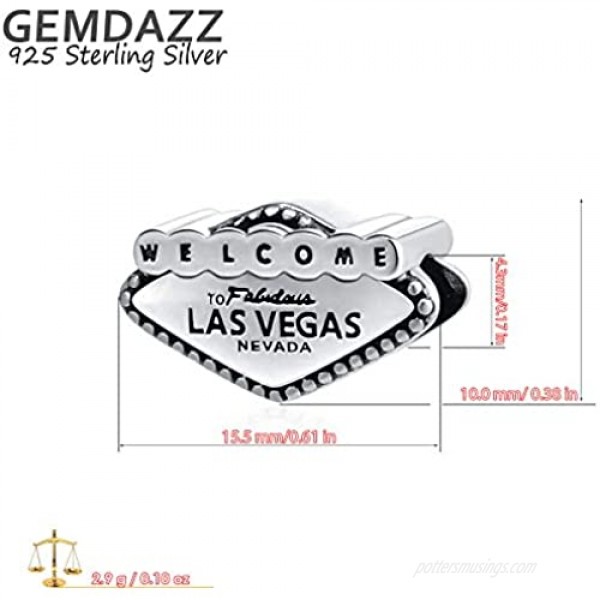 GEMDAZZ Silver Travel Charm Hobby Charm for Women Bracelets 925 Sterling Silver Shopping Handbag High Heel Shoe Guitar Beads Valentines for Lover/Friends/Mother/Musician