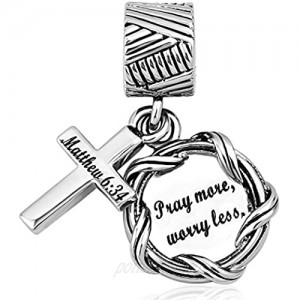 LilyJewelry Bible Dangle Charm Christian Keep Faith Cross Beads for Bracelets