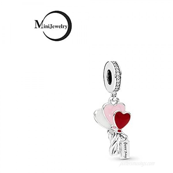 MiniJewelry Women Birthday Love Heart Balloon Charm for Bracelets fits Pandora Charms Bracelets Gift for Her Daughter Christmas Sterling Silver Charm