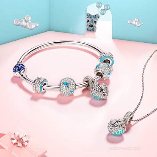 NINAQUEEN Happy Family Collection: Schnauzer Knight Sterling Silver Charms for Dog Lovers Fit for Pandora Charms Bracelet Jewelry Box included for Gift