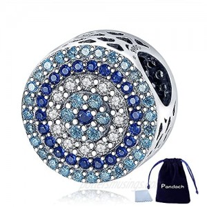 Pandach Crystal Evil Eye Bead Charm Lucky Charms fits Pandora Charms Bracelets for Woman-Inlaid with silver Dangle Pendant Bead Girl Jewelry Beads Gifts for Women Bracelet&Necklace