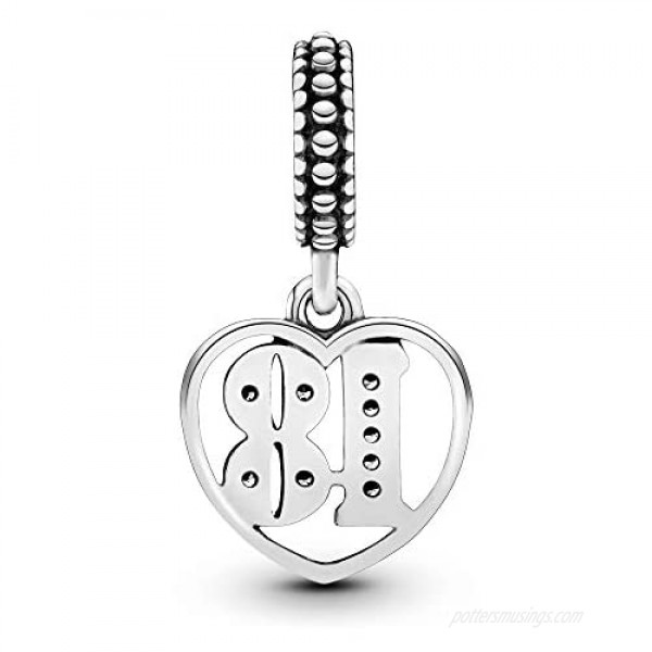 Pandora Jewelry 18 Years of Love Cubic Zirconia Charm in Sterling Silver