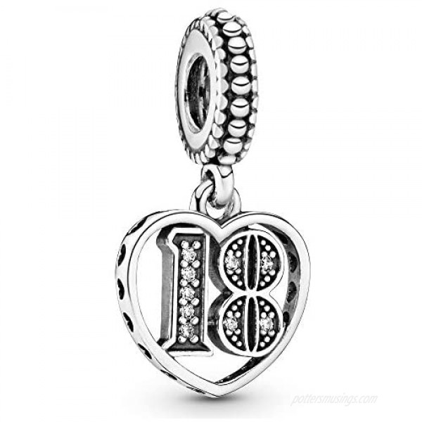 Pandora Jewelry 18 Years of Love Cubic Zirconia Charm in Sterling Silver