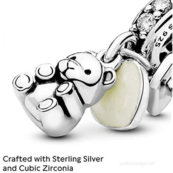 Pandora Jewelry Baby Teddy Bear Dangle Cubic Zirconia Charm in Sterling Silver