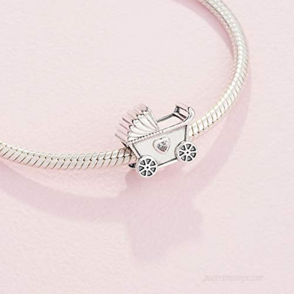 Pandora Jewelry Babys Pram Cubic Zirconia Charm in Sterling Silver