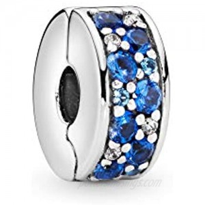 Pandora Jewelry Blue Pave Clip Crystal and Cubic Zirconia Charm in Sterling Silver