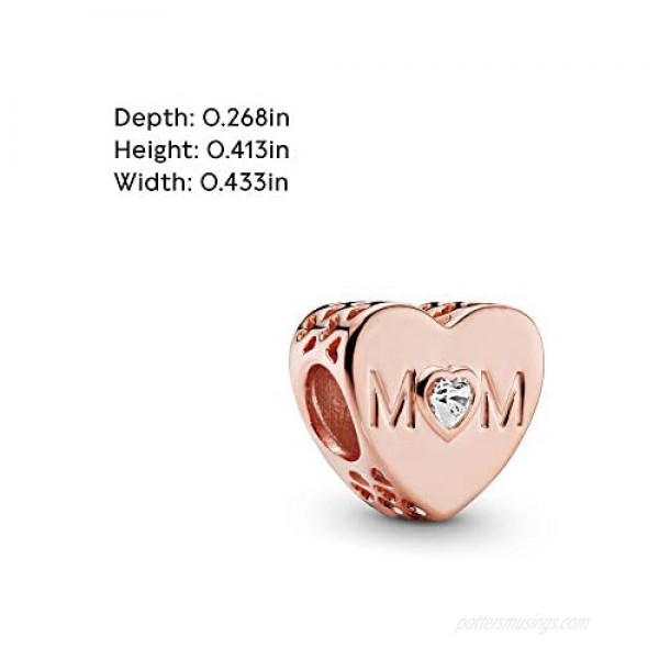 Pandora Jewelry Clear Mom Heart Cubic Zirconia Charm in Pandora Rose