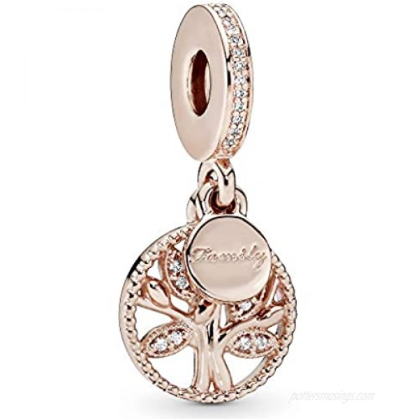 Pandora Jewelry Family Heritage Dangle Cubic Zirconia Charm in Pandora Rose