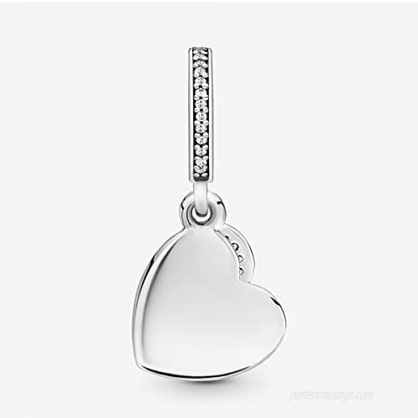 Pandora Jewelry Forever Friends Heart Dangle Cubic Zirconia Charm in Sterling Silver