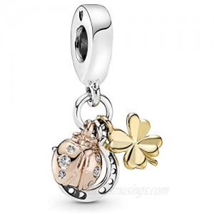 Pandora Jewelry Horseshoe  Clover and Ladybird Dangle Cubic Zirconia Charm in Sterling Silver  18CT Gold and 14K Rose Gold