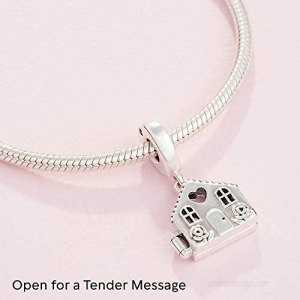 Pandora Jewelry House Silver Dangle With Pink Enamel Sterling Silver Charm