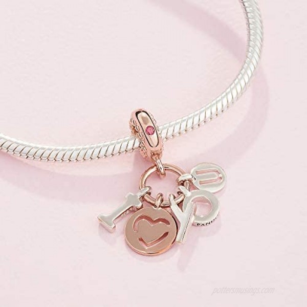 Pandora Jewelry I Love You Cubic Zirconia Charm in Pandora Rose and Sterling Silver