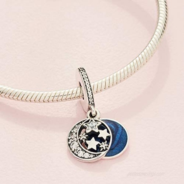 Pandora Jewelry Moon and Night Sky Cubic Zirconia Dangle Charm in Sterling Silver