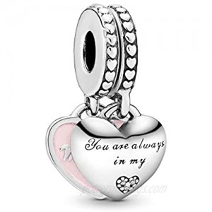 Pandora Jewelry Mother and Daughter Hearts Dangle Cubic Zirconia Charm in Sterling Silver