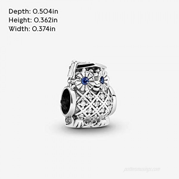 Pandora Jewelry Owl Graduation Crystal and Cubic Zirconia Charm in Sterling Silver