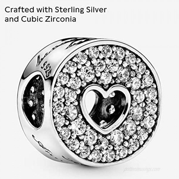 Pandora Jewelry Pave and Heart Anniversary Cubic Zirconia Charm in Sterling Silver