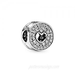 Pandora Jewelry Pave and Heart Anniversary Cubic Zirconia Charm in Sterling Silver