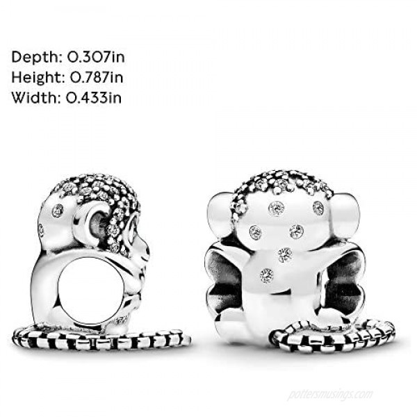 Pandora Jewelry Pave Monkey Cubic Zirconia Charm in Sterling Silver
