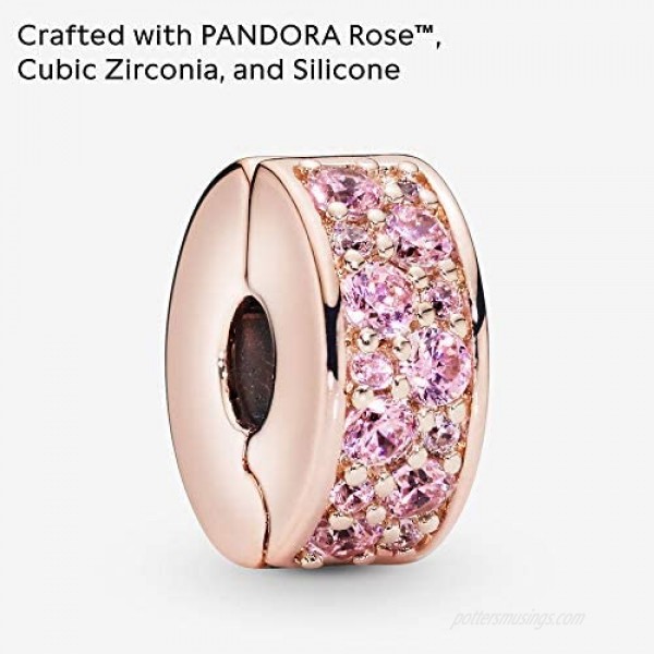 Pandora Jewelry Pink Shining Elegance Clip Cubic Zirconia Charm in Pandora Rose