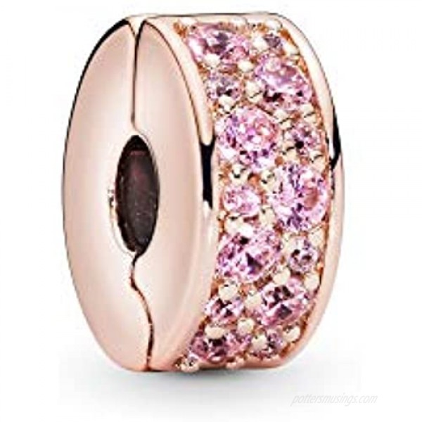 Pandora Jewelry Pink Shining Elegance Clip Cubic Zirconia Charm in Pandora Rose