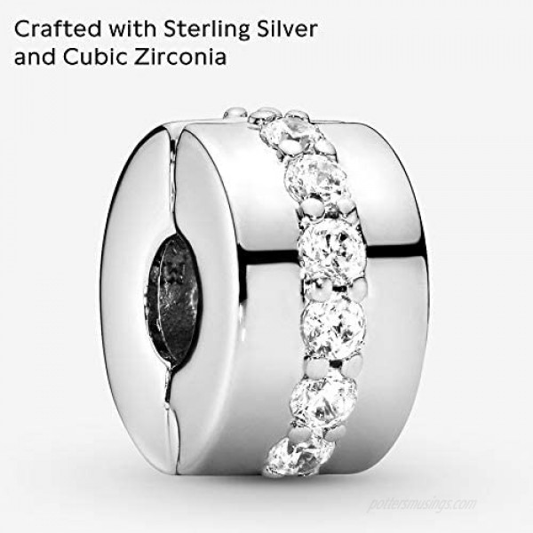 Pandora Jewelry Shining Path Clip Cubic Zirconia Charm in Sterling Silver