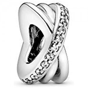 Pandora Jewelry Sparkling and Polished Lines Spacer Cubic Zirconia Charm in Sterling Silver
