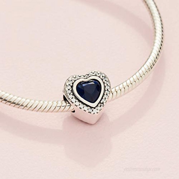 Pandora Jewelry Sparkling Blue Heart Crystal and Cubic Zirconia Charm in Sterling Silver