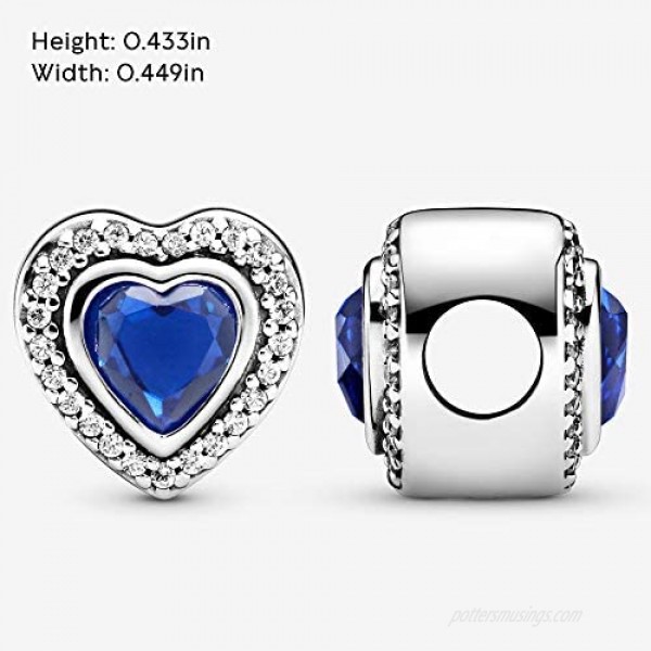 Pandora Jewelry Sparkling Blue Heart Crystal and Cubic Zirconia Charm in Sterling Silver