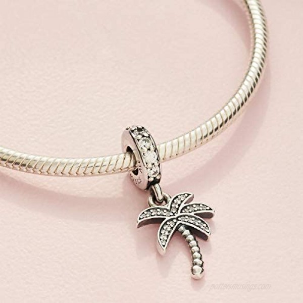 Pandora Jewelry Sparkling Palm Tree Dangle Cubic Zirconia Charm in Sterling Silver