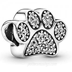 Pandora Jewelry Sparkling Paw Print Cubic Zirconia Charm in Sterling Silver