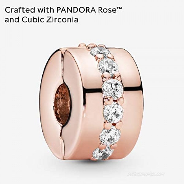 Pandora Jewelry Sparkling Row Spacer Cubic Zirconia Charm in Pandora Rose