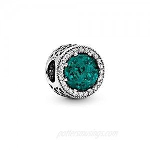 Pandora Jewelry Sparkling Sea Green Crystal and Cubic Zirconia Charm in Sterling Silver
