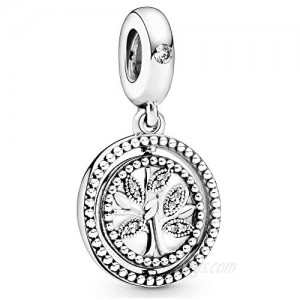 Pandora Jewelry Spinning Family Tree Dangle Cubic Zirconia Charm in Sterling Silver