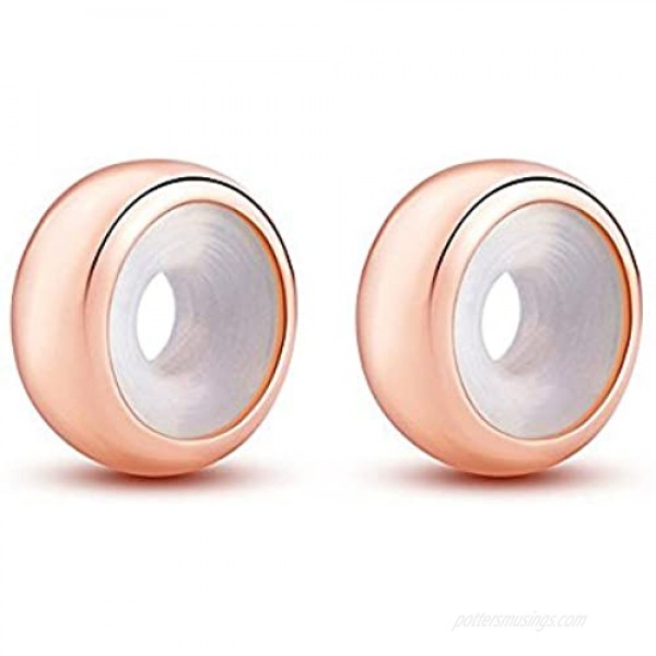 Rose Gold 2pcs Rubber Charm Stopper Spacer Bead 925 Sterling Silver for Charm Bracelets