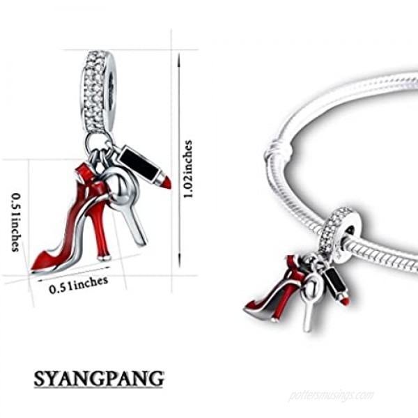 Syangpang 925 Sterling Silver Charms high Heels Pendants Fashion Personality Charms Bracelets Necklaces