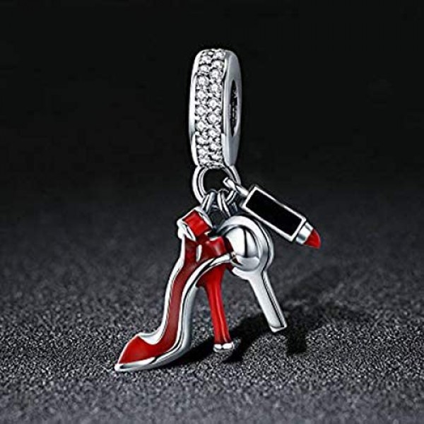 Syangpang 925 Sterling Silver Charms high Heels Pendants Fashion Personality Charms Bracelets Necklaces