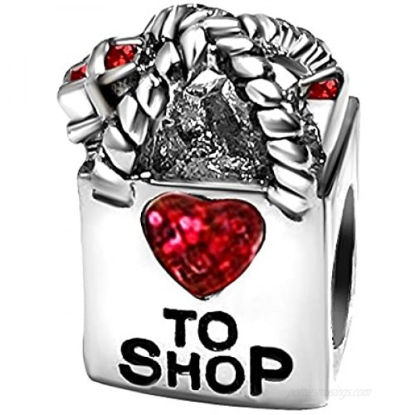 T50Jewelry To Shop Love Heart Mothers Day Red Birthstone Charms for Bracelets Wife Sister Mom Christmas Gifts