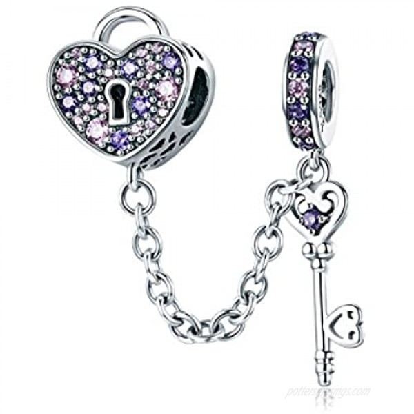 WOSTU Only Love Charms 925 Sterling Silver The Key of Heart Charms Beads for Her