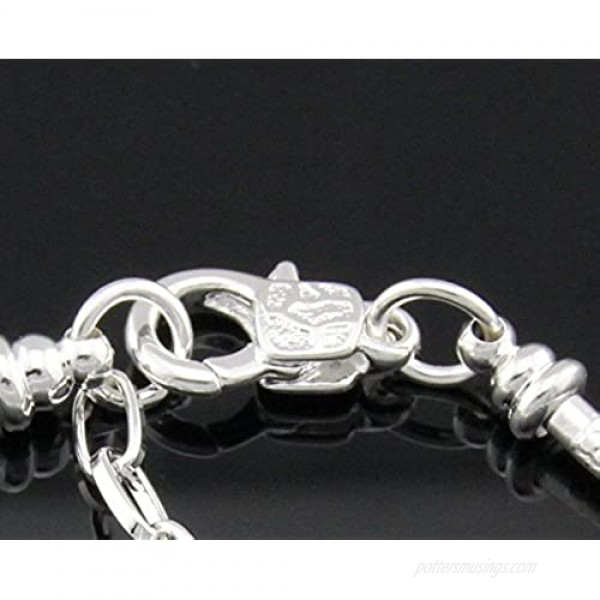 Yeshan 5pcs Silver Plated Snake Chain Charm Bracelet Starter with Classic Bead Lobster Clasp Fits All Chamilia Troll Biagi Beads