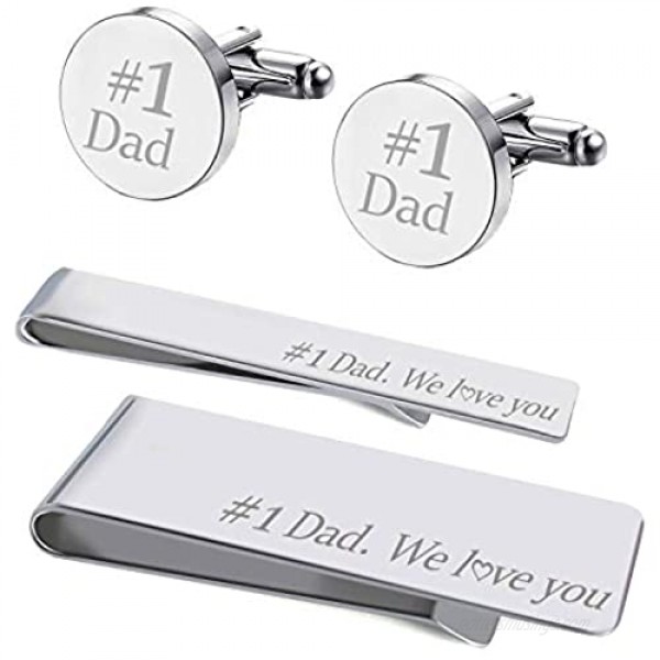 BodyJ4You 4PC Cufflinks Tie Bar Money Clip Button Shirt Father Day Love Best Dad Gift Box Set