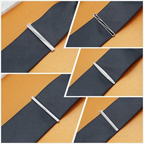 Finrezio 10 PCS Mens Tie Clips for Men Tie Bar Clips Set for Regular Ties Necktie Wedding Business Clips with Gift Box 2.17 Inches