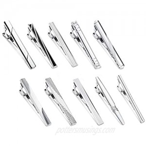 Finrezio 10 PCS Mens Tie Clips for Men Tie Bar Clips Set for Regular Ties Necktie Wedding Business Clips with Gift Box  2.17 Inches
